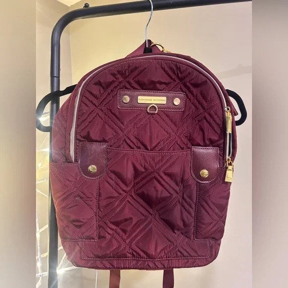 Adrienne Vittadini Maroon Quilted Backpack - Picture 1 of 4